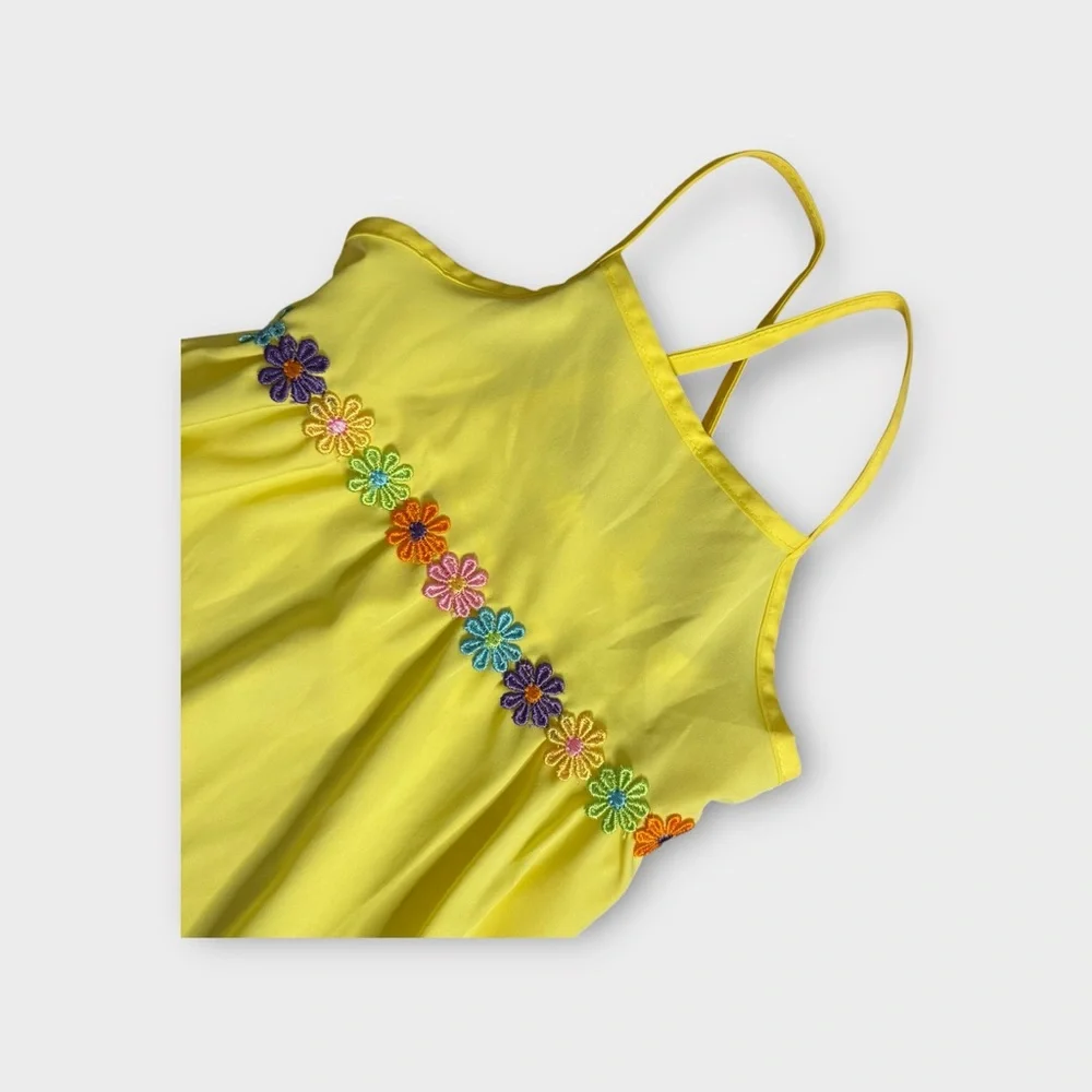 SHEIN Embroidered Floral Yellow Dress